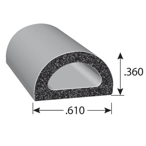 Trimlok Multi Purpose Weather Stripping, 109 Series, Roll, 25 Foot Length X 0.610 Inch Width X 0.360 Inch Height, Black – X109HT-25