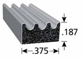 Trimlok Multi Purpose Weather Stripping, 113 Series, Roll, 25 Foot Length X 3/8 Inch Width X 0.187 Inch Height, Black, Epdm Sponge Rubber – X113HT-25