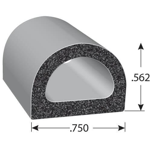 Trimlok Multi Purpose Weather Stripping, 135 Series, Roll, 25 Foot Length X 3/4 Inch Width X 0.562 Inch Height, Black, Epdm Sponge Rubber – X135HT-25