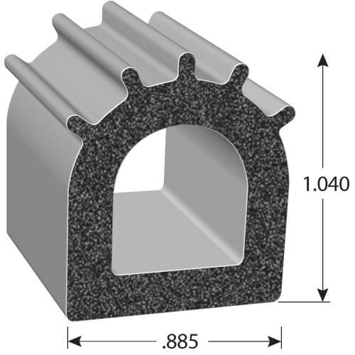 Trimlok Multi Purpose Weather Stripping, 2828 Series, Roll, 25 Foot Length X 0.885 Inch Width X 0.104 Inch Height, Black – X2828HT-25