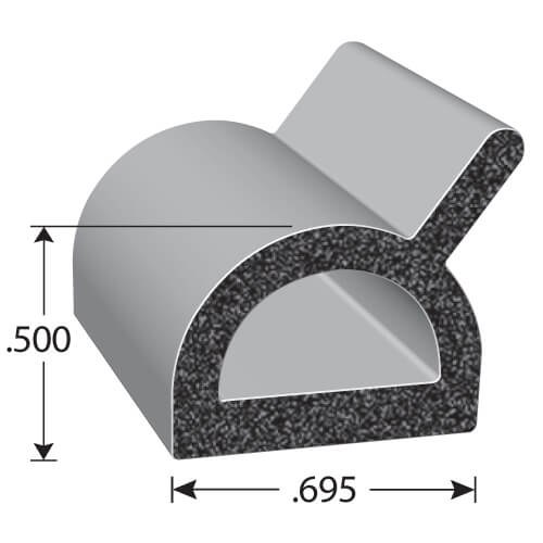 Trimlok Multi Purpose Weather Stripping, 5036 Series, Roll, 25 Foot Length X 0.695 Inch Width X 1/2 Inch Height, Black – X5036HT-25
