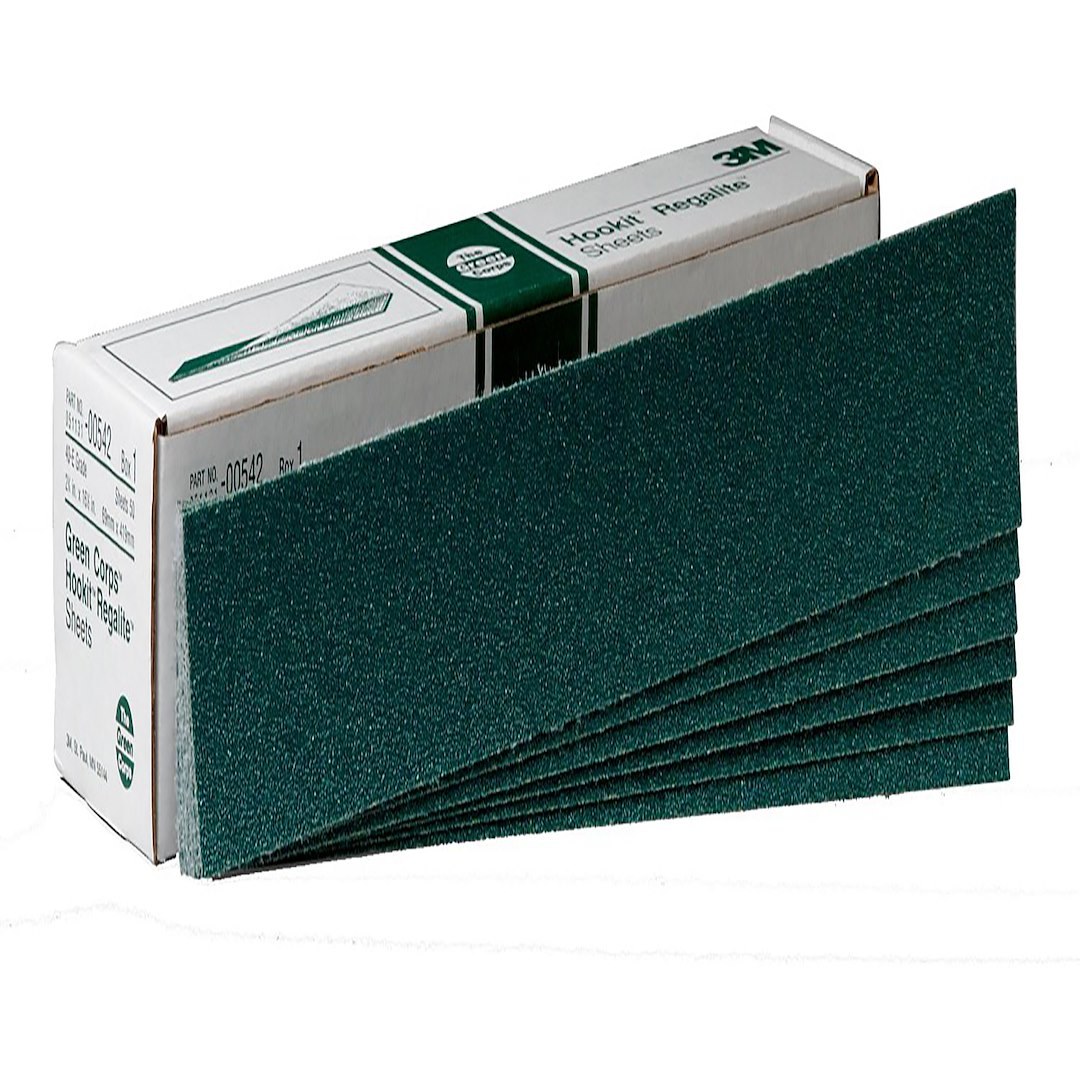 3M Sandpaper, Green Corps ™ Hookit™, 40 Grit, 16-1/2 Inch Length X 2-3/4 Inch Width, Dry Use Only, Ceramic Aluminum Oxide – 00542