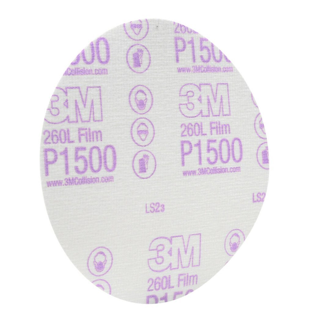 3M Sandpaper, Hookit ™, Sanding Disc, Used for Paint Defect Removal/ Repairing Large Area Paint Defects, P1500 Grit, 6 Inch Diameter – 00950