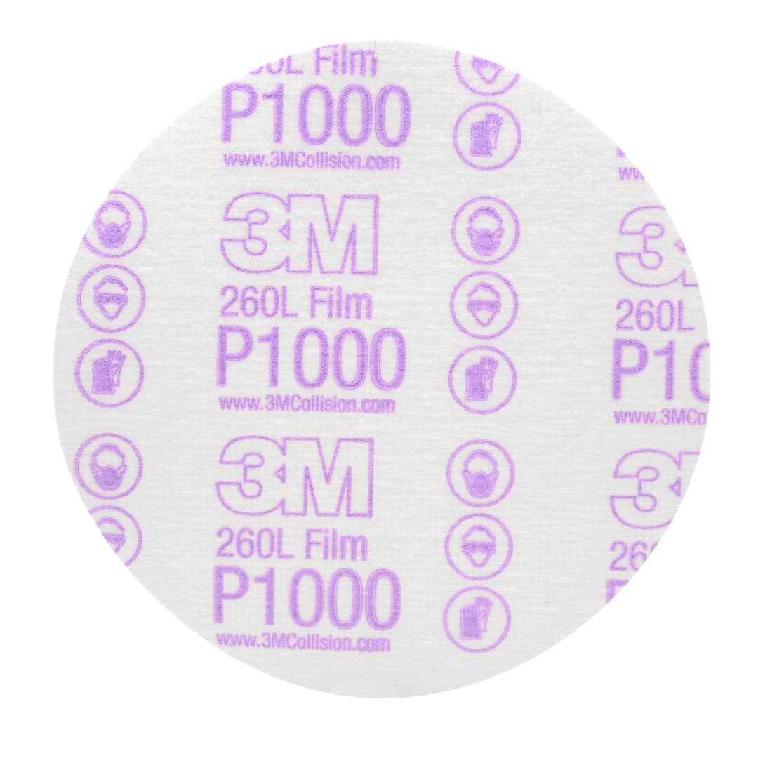 3M Sandpaper, Hookit ™, Sanding Disc, Used for Paint Defect Removal/ Clear Coat Blending/ Repairing Large Area Paint Defects, P1000 Grit – 00969