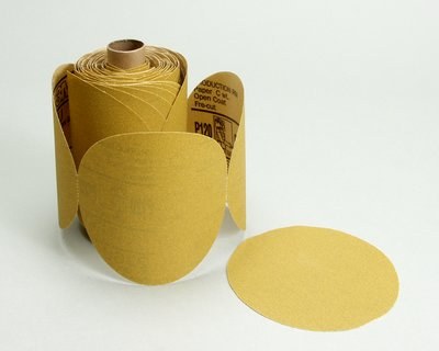 3M Sandpaper, Stikit ™, Used for Clear Coat/ Fiberglass/ Filler/ Metal/ Paint/ Plastic/ Primer/ Putty, C Weight Paper Backing, P180 Grit, Gold – 01439