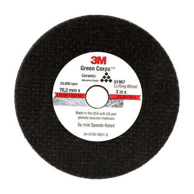 3M Cut Off Wheel, Use to Cut Autobody Sheet Metal/ Frame Rails/ Exhaust Pipes/ Clamps and Rusted Bolts, 3 Inch Diameter, 1/32 Inch Thickness – 01987