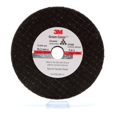 3M Cut Off Wheel, Use to Cut Autobody Sheet Metal/ Frame Rails/ Exhaust Pipes/ Clamps and Rusted Bolts, 3 Inch Diameter, 1/16 Inch Thickness – 01988