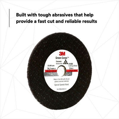 3M Cut Off Wheel, Use to Cut Autobody Sheet Metal/ Frame Rails/ Exhaust Pipes/ Clamps and Rusted Bolts, 3 Inch Diameter, 1/16 Inch Thickness – 01988