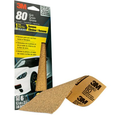 3M Sandpaper, Used for Clear Coat/ Fiberglass/ Paint/ Plastic and Primer, C Weight Paper Backing, Medium Grit, Brown, Aluminum Oxide – 03035