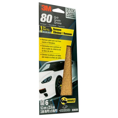 3M Sandpaper, Used for Clear Coat/ Fiberglass/ Paint/ Plastic and Primer, C Weight Paper Backing, Medium Grit, Brown, Aluminum Oxide – 03035