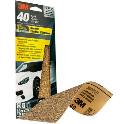 3M Sandpaper, Used for Clear Coat/ Fiberglass/ Filler/ Metal/ Paint/ Plastic and Putty, C Weight Paper Backing, Coarse Grit, Brown – 03038