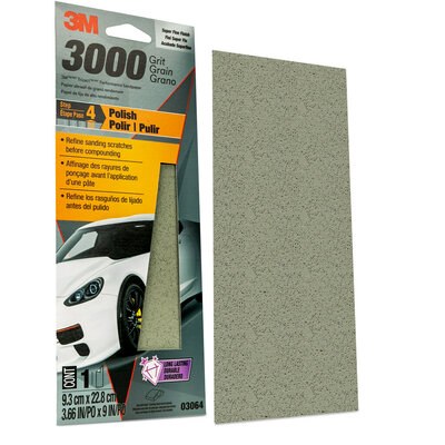 3M Sandpaper, Trizact ™, Used for Sanding Clear Coat/ Plastic/ Paint and Primed Surfaces, A Weight Paper Backing, 3000 Grit, Gray – 03064