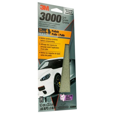 3M Sandpaper, Trizact ™, Used for Sanding Clear Coat/ Plastic/ Paint and Primed Surfaces, A Weight Paper Backing, 3000 Grit, Gray – 03064