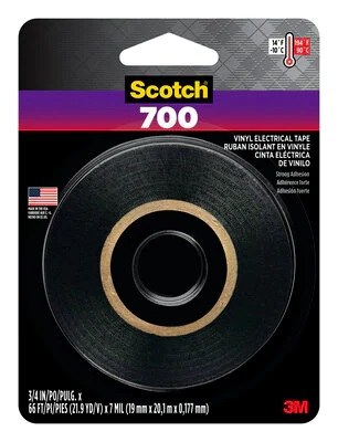 3M Electrical Tape, Scotch ® 700, Used to Protect Against Abrasion/ Corrosion/ Alkalis/ Acids and Weather, Roll – 03429