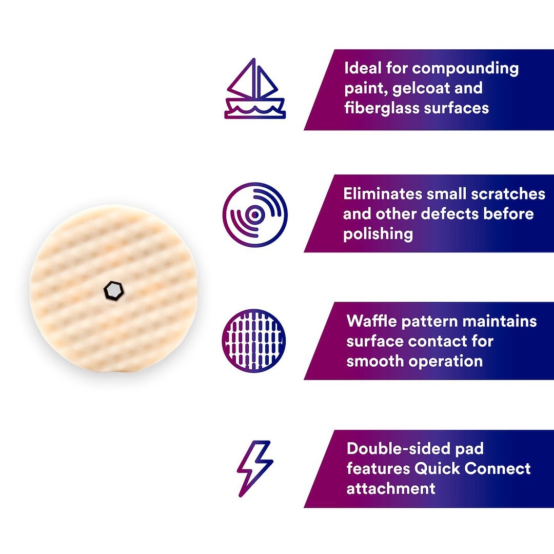3M Buffing Pad, Perfect-It ™, Used for Cured Paint/ Glaze/ Wax Applicator/ Swirl Mark Removal, Foam, Least Aggressive, 8 Inch Diameter, White – 05706