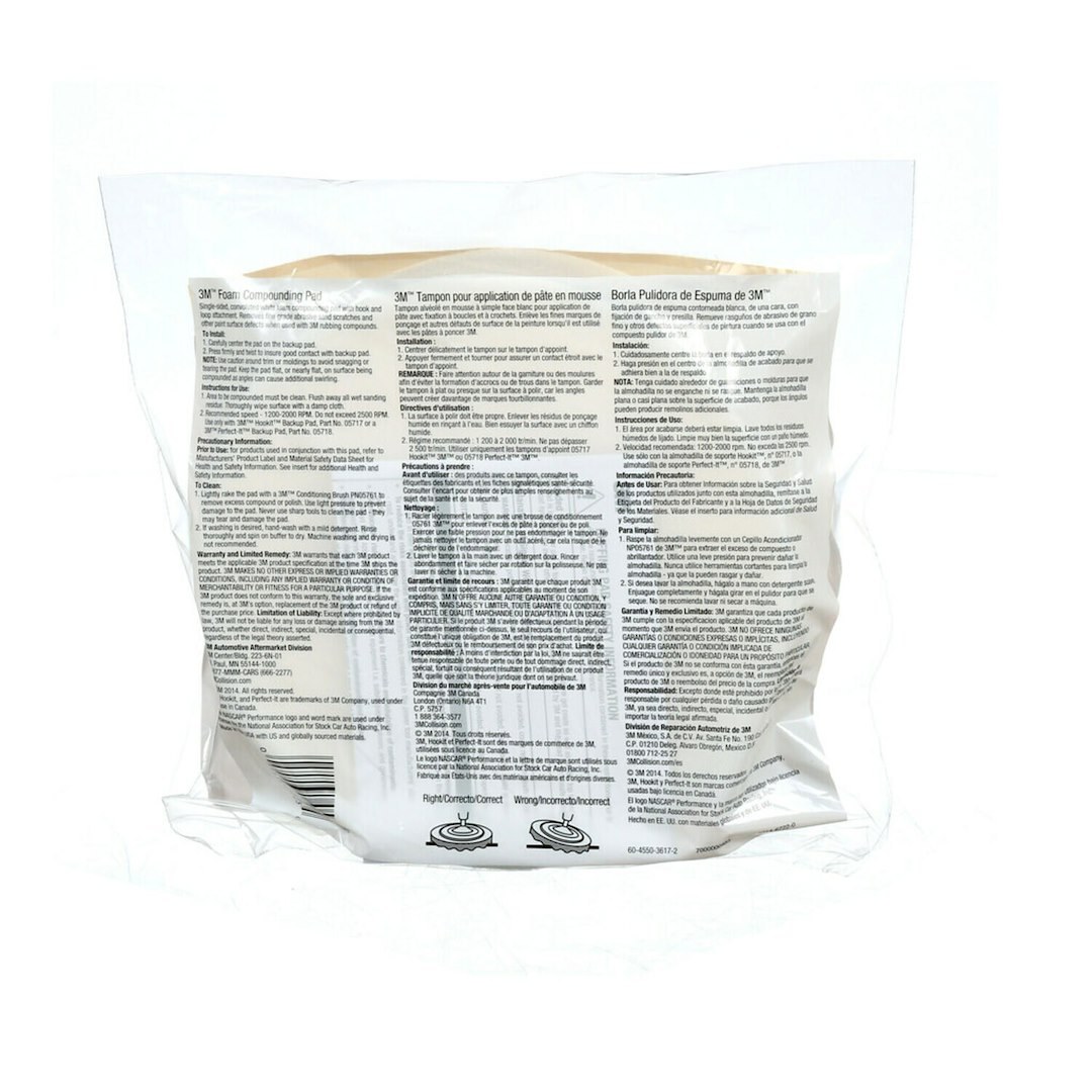 3M Buffing Pad, Use to Apply Compound to Remove Sanding Scratches and Swirls, Foam, Aggressive, 9 Inch Diameter, Hookit Attachment, Pack of 2 – 05723