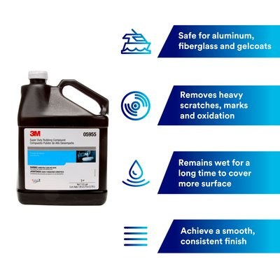 3M Rubbing Compound, Super Duty, Use to Remove 1000 and Finer Sand Scratches on All Types of Paint Surfaces, Liquid, Tan, 1 Gallon Bottle – 05955