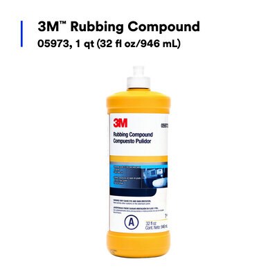 3M Rubbing Compound, Used for Removing 1200/ 1500/ 2000 Grit Sanding Scratches IN Automotive Paints Including Clear Coats, Liquid, Tan – 05973