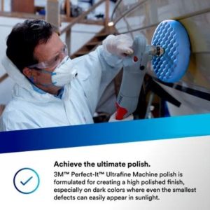 3M Polishing Compound, Perfect-It™, Used to Eliminate Swirl Marks and Produces a High Gloss Finish, Liquid, Blue, 1 Quart Bottle, Single – 06068