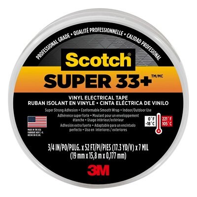 3M Electrical Tape, Scotch ® Super33+ ™, For Creating Waterproof, Roll, 3/4 Inch, Black – 06132