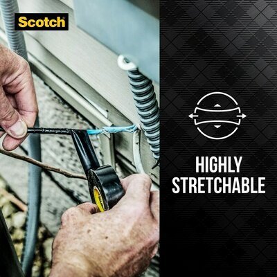 3M Electrical Tape, Scotch ® Super33+ ™, For Creating Waterproof, Roll, 3/4 Inch, Black – 06132