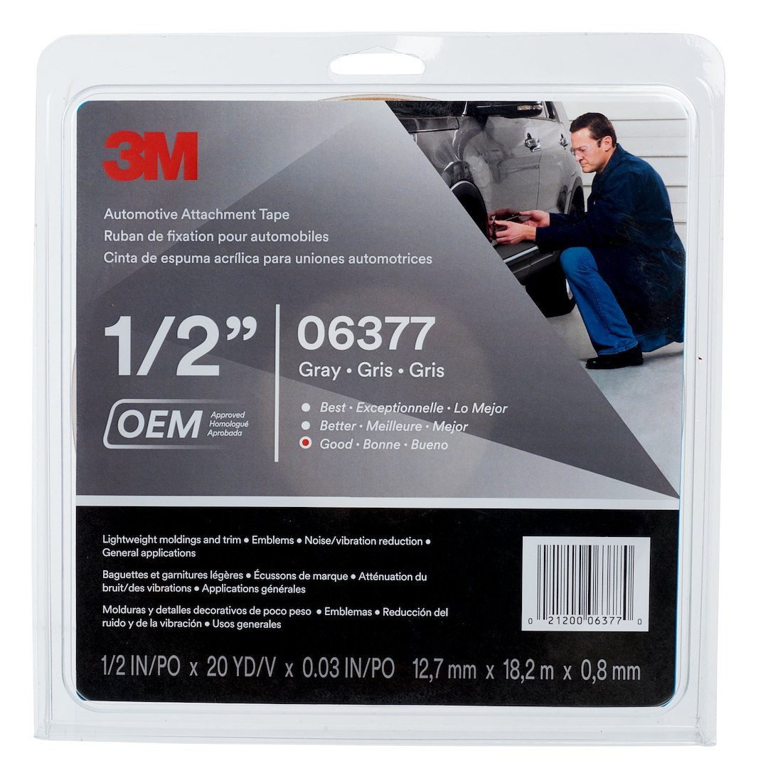 3M Multi Purpose Tape, Automotive Attachment, Roll, 1/2 Inch X 60 Foot, Gray – 06377