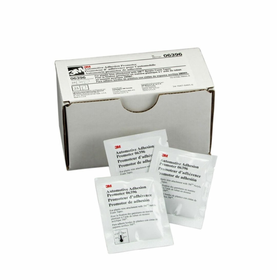 3M Tape Adhesion Promoter, Used for Most Low Surface Energy Plastics, Liquid, 2.5 Milliliter Packet, Box of 25 – 06396