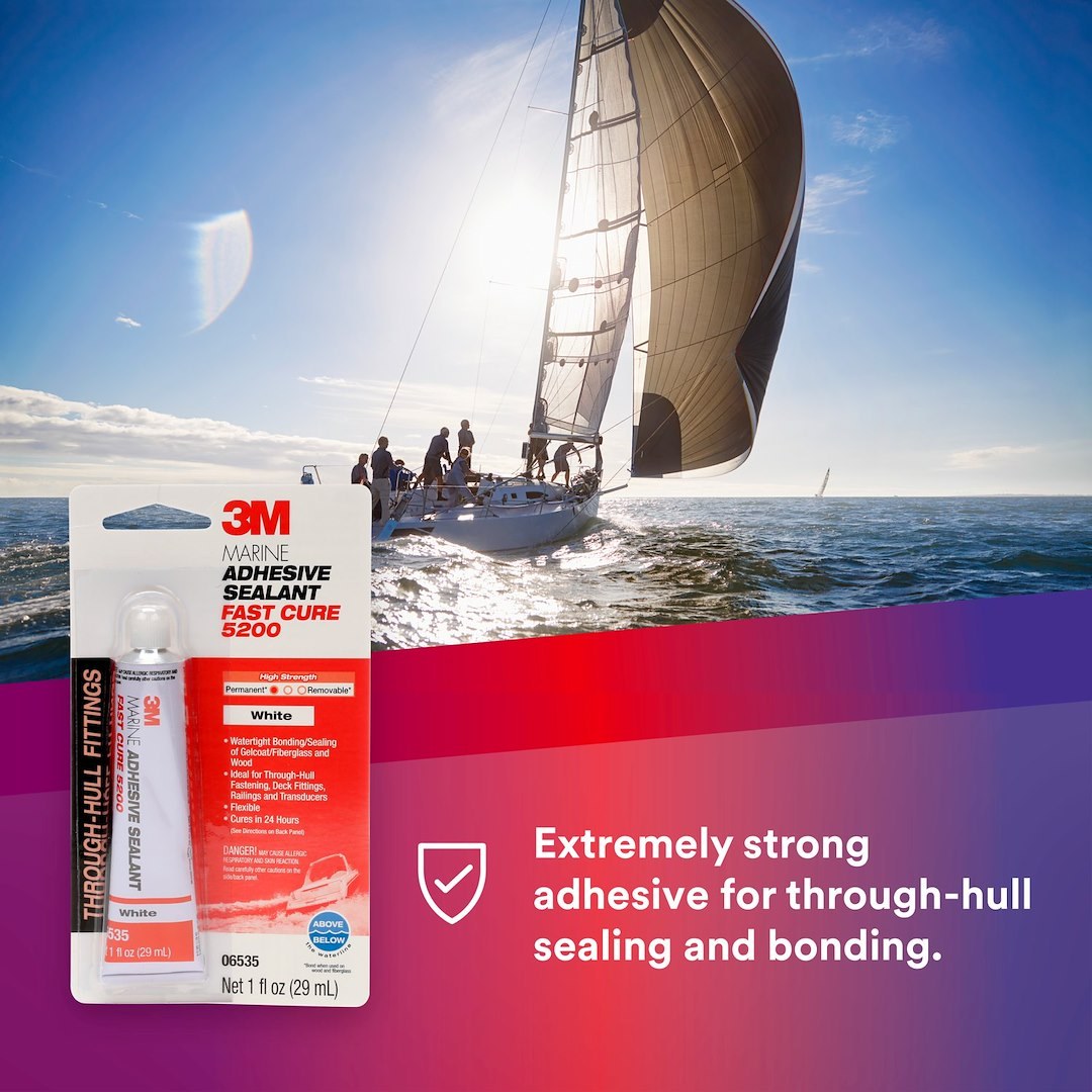3M Adhesive Sealant, 3M 5200 Fast Cure, Used for Permanent Bonding of Aluminum/ Wood/ Gelcoat and Fiberglass, 1 Ounce Tube – 06535