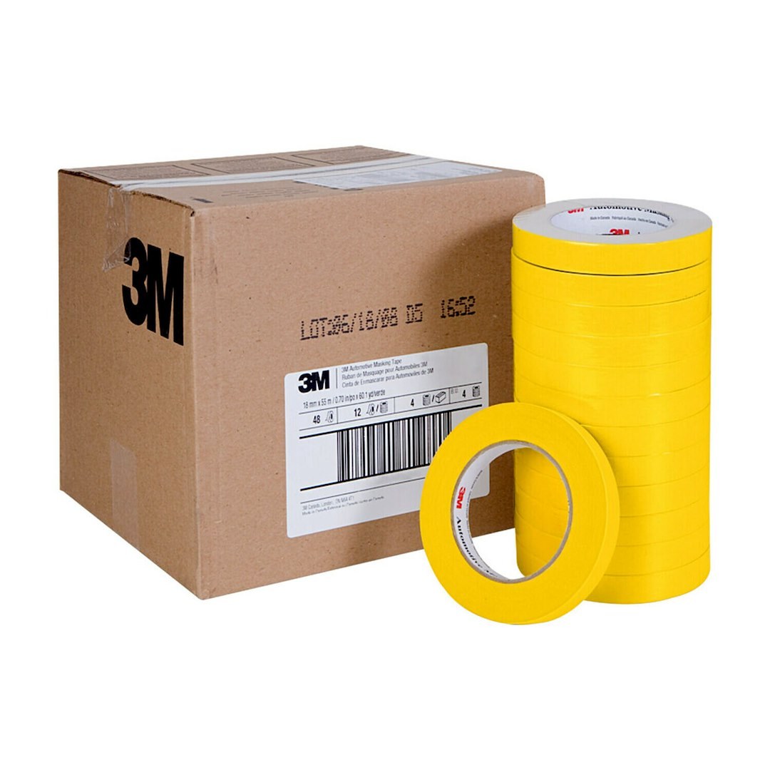 3M Masking Tape, For Masking Before Painting, 0.7 Inch Width X 60 Yards Length, Yellow, Crepe Paper, Single – 06652