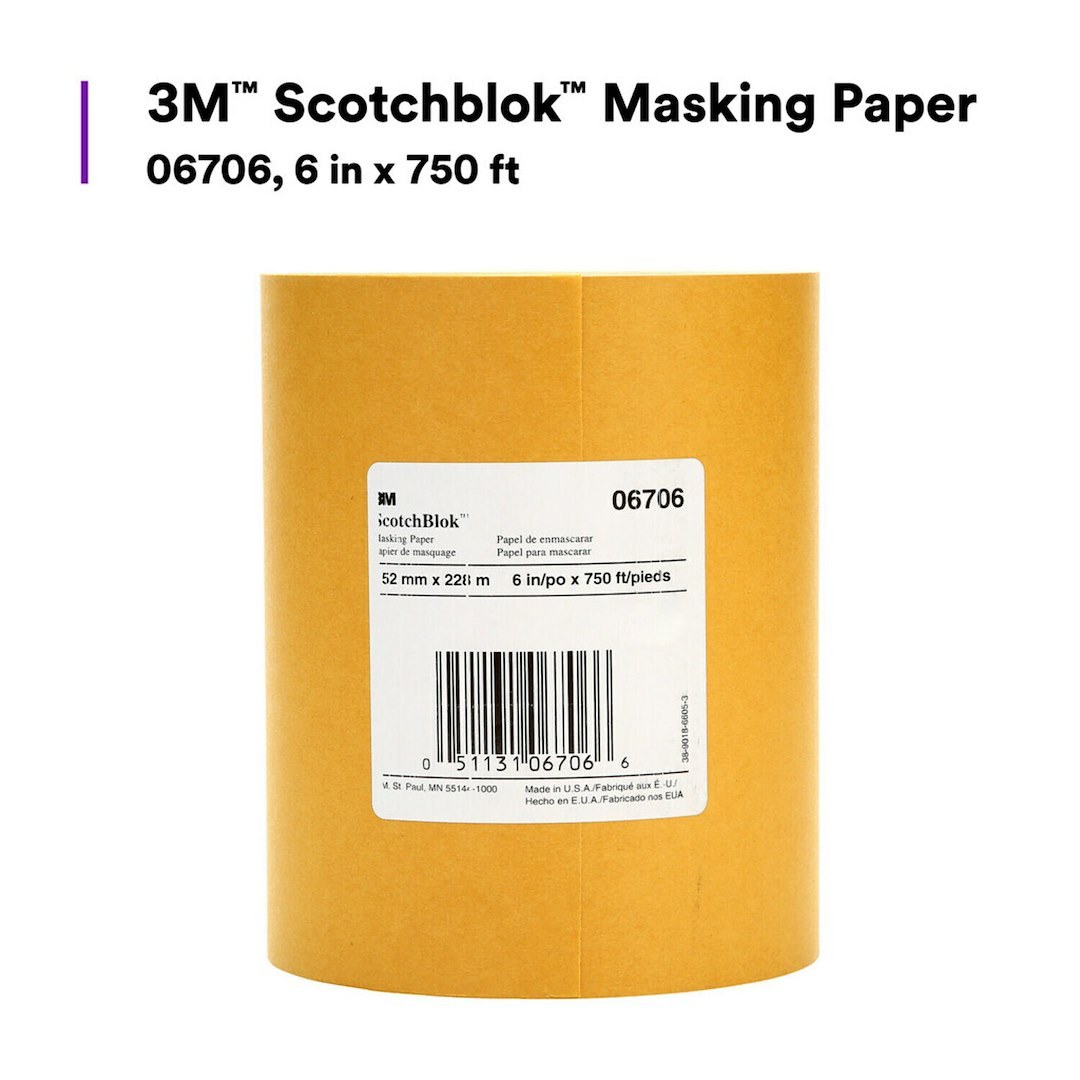 3M Masking Paper, Scotchblok™, Use to Provide Excellent Resistance to Paint Solvents/ Urethanes/ Base Coats/ Clear Coats – 06706
