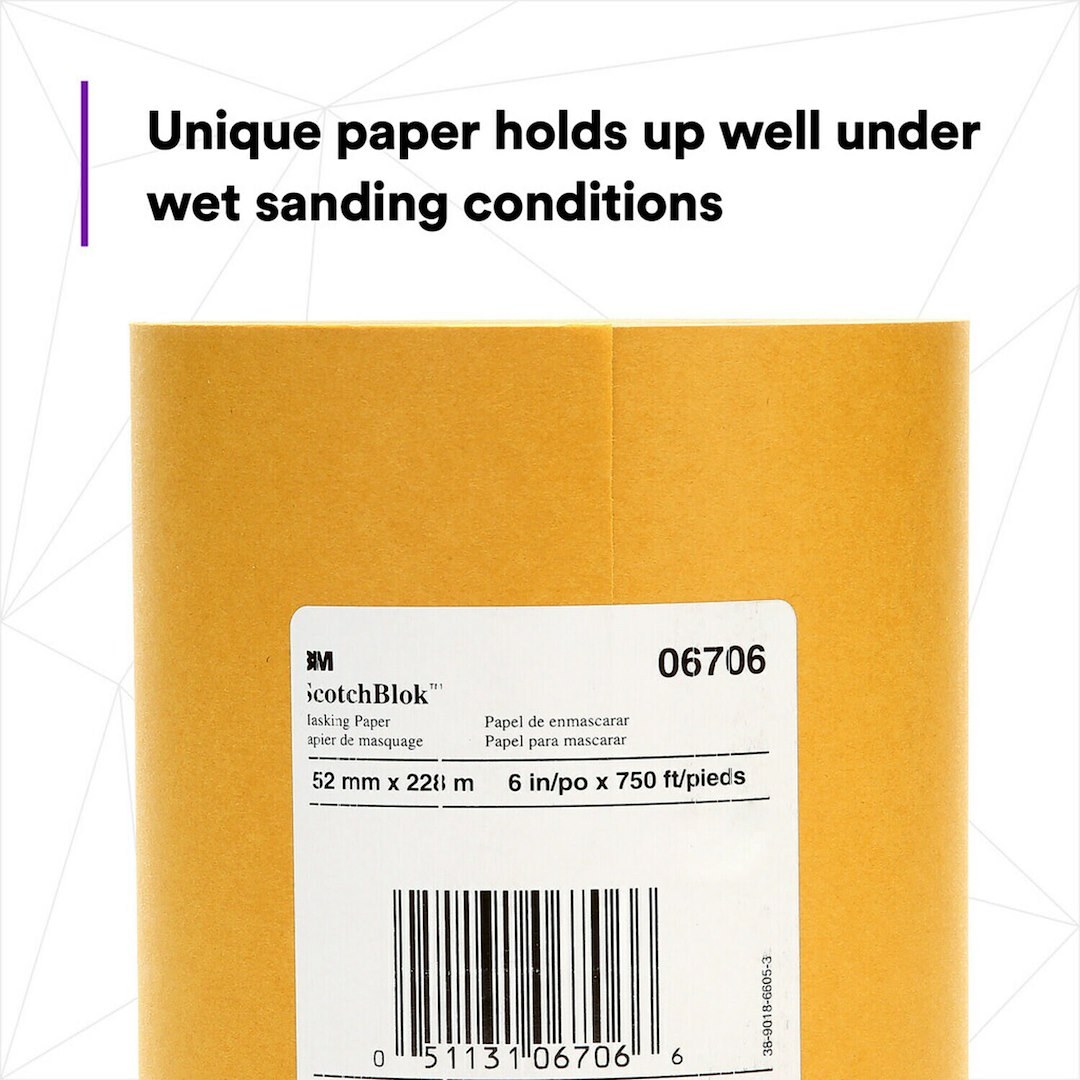 3M Masking Paper, Scotchblok™, Use to Provide Excellent Resistance to Paint Solvents/ Urethanes/ Base Coats/ Clear Coats – 06706