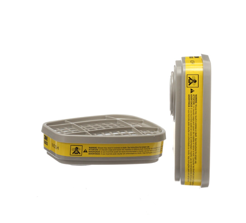 3M Respirator Filter, Use with Half/ Full Facepieces Respirators, Filters Out Organic Vapors/ Acid Gas, Yellow, Niosh Approved, Pack of 30 – 07047