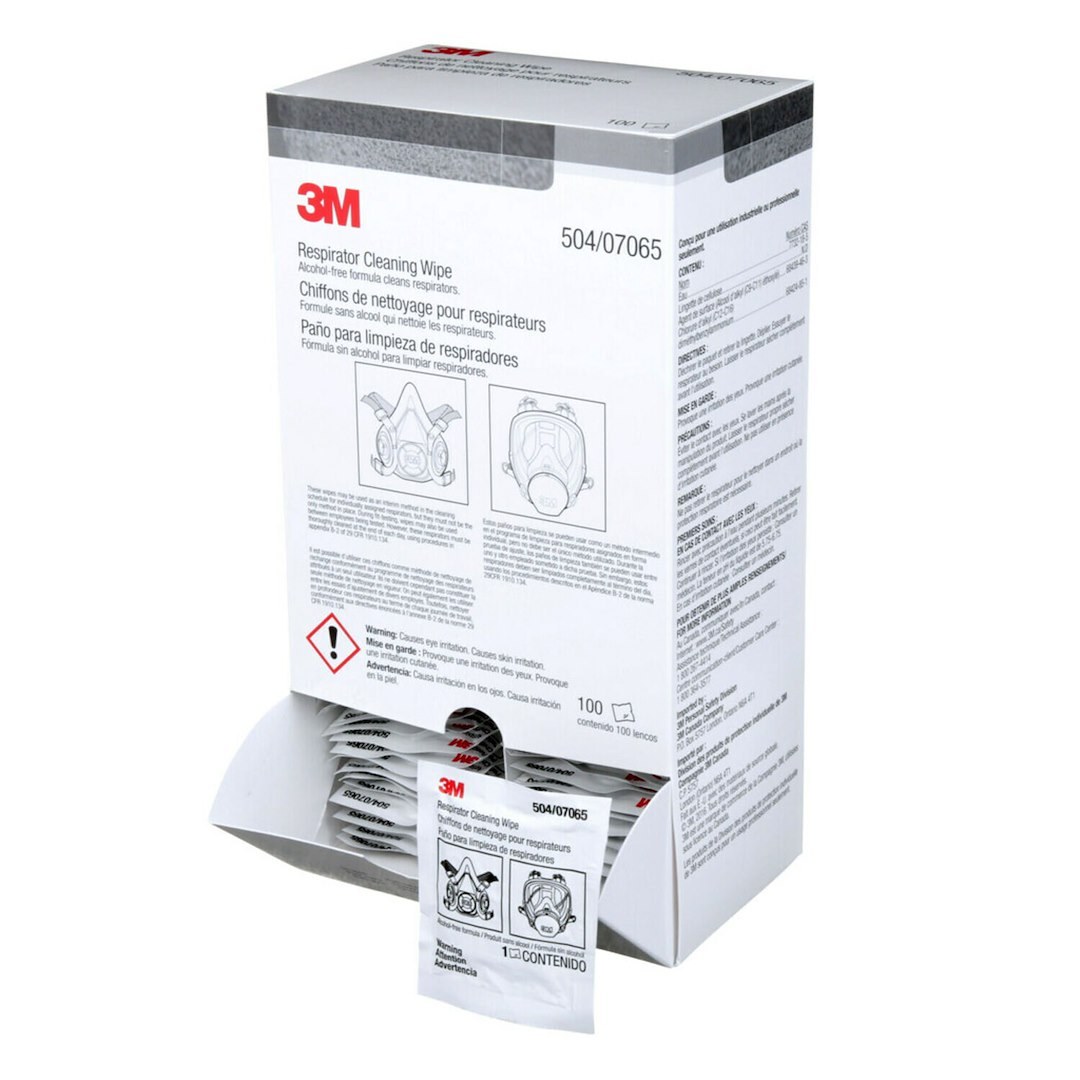 3M Cleaning Wipe, Used to Clean and Refresh Elastomeric Facepiece Respirators/ Eliminating Dirt and Perspiration, Single – 07065