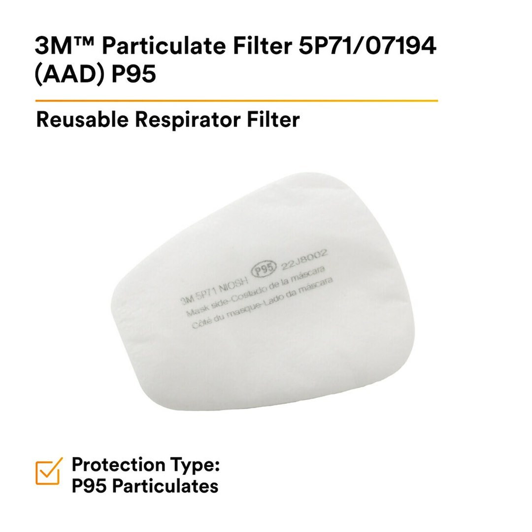 3M Respirator Filter, For 3M 6000 Series Cartridges/ 3M 603 Filter Adapter/ 3M 501 Filter Retainer and Reusable Respirators – 07194