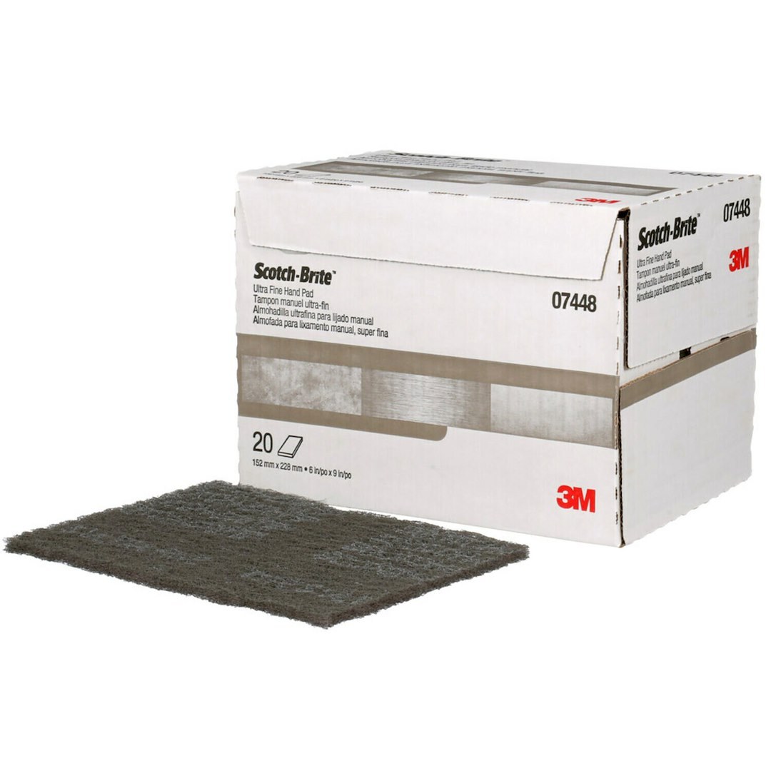 3M Sanding Pad, Scotch-Brite ™, Used for Light Cleaning/ Finishing of Metal/ Plastic/ Composite and Wood Surfaces, Gray – 07448