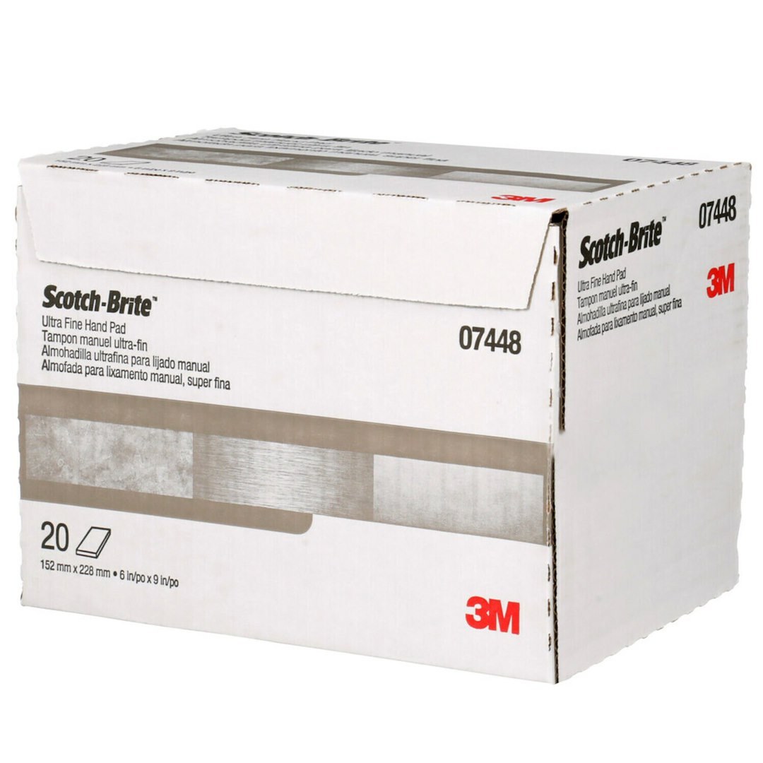 3M Sanding Pad, Scotch-Brite ™, Used for Light Cleaning/ Finishing of Metal/ Plastic/ Composite and Wood Surfaces, Gray – 07448