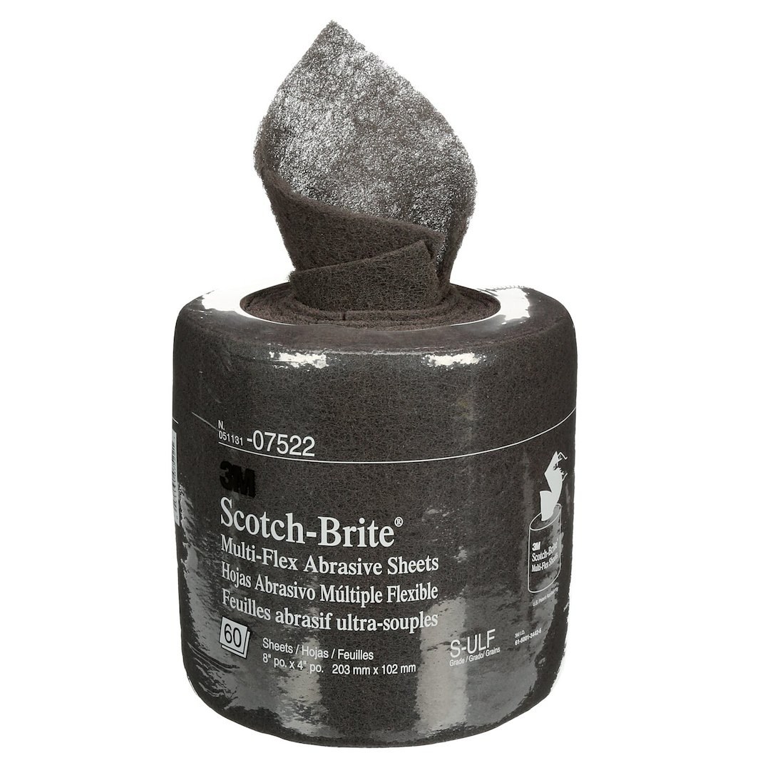 3M Sandpaper, Scotch-Brite™, For Woodworking/ Metalworking/ Synthetic Fabrication and Maintenance Operations, Ultra Fine, Gray – 07522