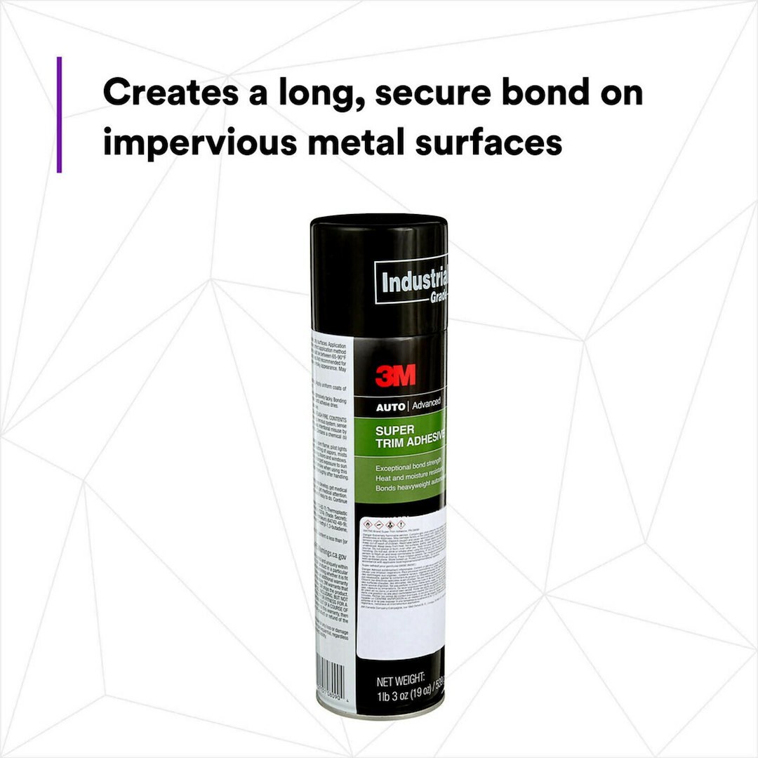 3M Trim and Upholstery Adhesive, Used to Bond Fabric Attachment/ Headliners/ Trim Attachment, Synthetic Elastomer, 19 Ounce Aerosol Can – 08090
