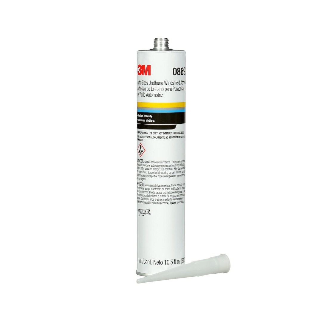 3M Window Glass Adhesive, Used for Windshield Bonding and Stationary Glass Attachment, Polyurethane, 10.5 Ounce Cartridge, Paste, Single – 08693