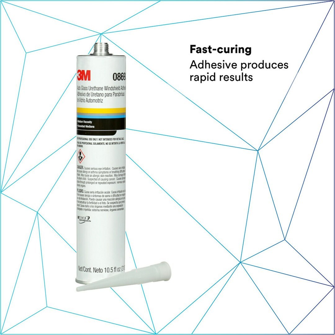 3M Window Glass Adhesive, Used for Windshield Bonding and Stationary Glass Attachment, Polyurethane, 10.5 Ounce Cartridge, Paste, Single – 08693