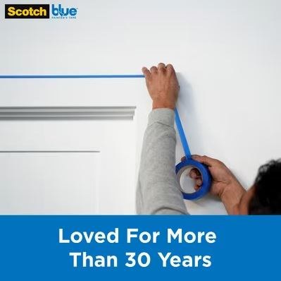 3M Masking Tape, Scotchblue™, Used for Masking Painting/ Paint Preparation, 1.41 Inch Width X 60 Yard Length, Blue, Pack of 4 – 09221