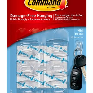 3M Multi Purpose Hook, Command ™, Mini Size, Clear, With Six Hook/ Eight Strip – 17006CLR-ES
