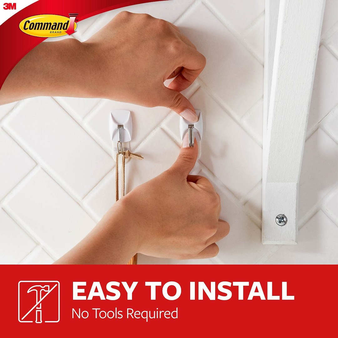 3M Multi Purpose Hook, Command ™, Wire Hook, Small Size, White, With Three Hook/ Four Strip – 17067ES