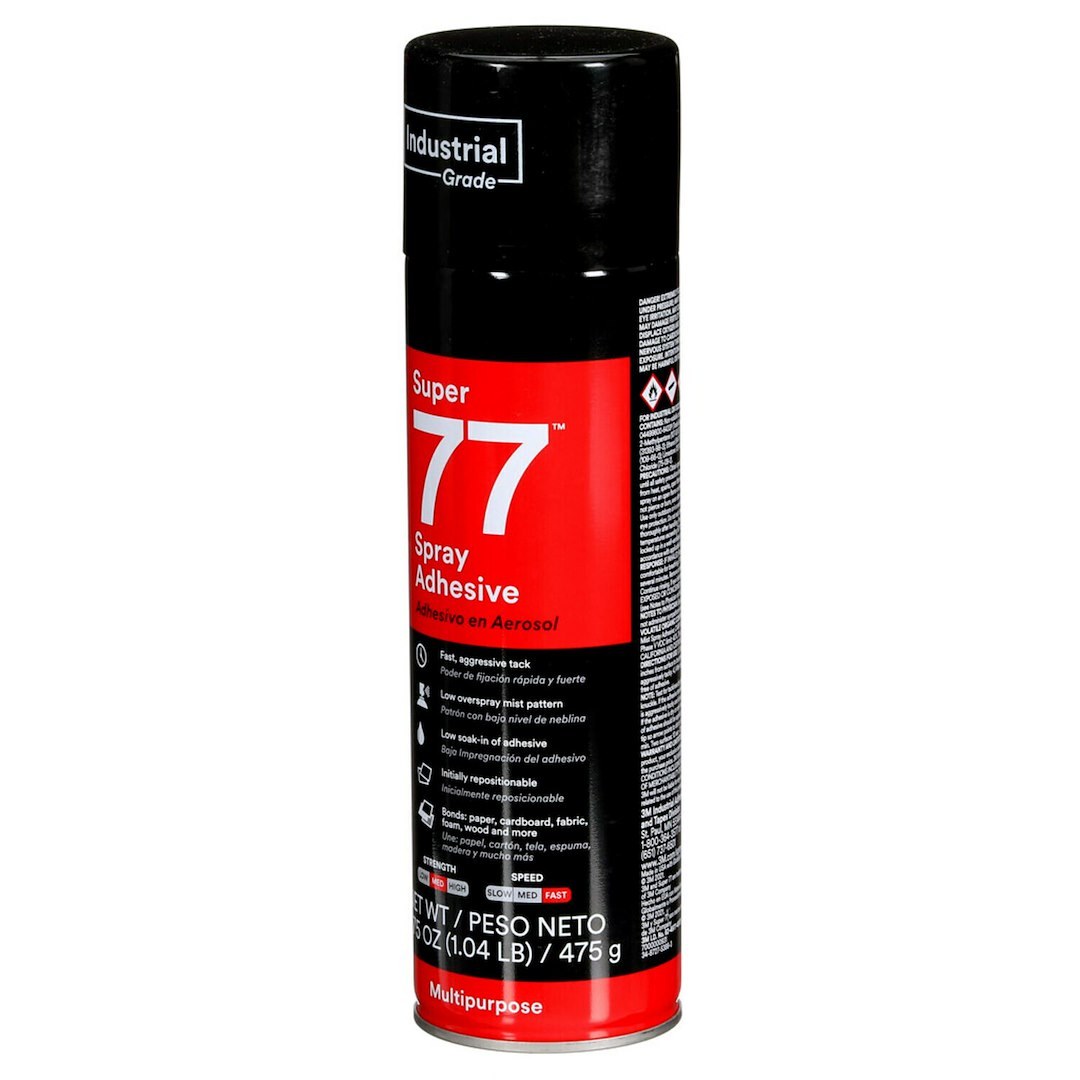 3M Trim and Upholstery Adhesive, Used to Bond Foils/ Carpeting/ Lightweight Foams/ Paper/ Cardboard/ Felt/ Metals/ Wood, 24 Ounce Aerosol Can – 21210