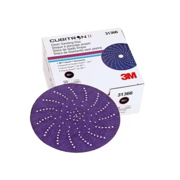3M Sanding Disc, Cubitron™ II Hookit™, Used for Fine Featheredging/ Paint Removal and Feather-Edging Removal, Purple, Precision Shaped Ceramic – 31366