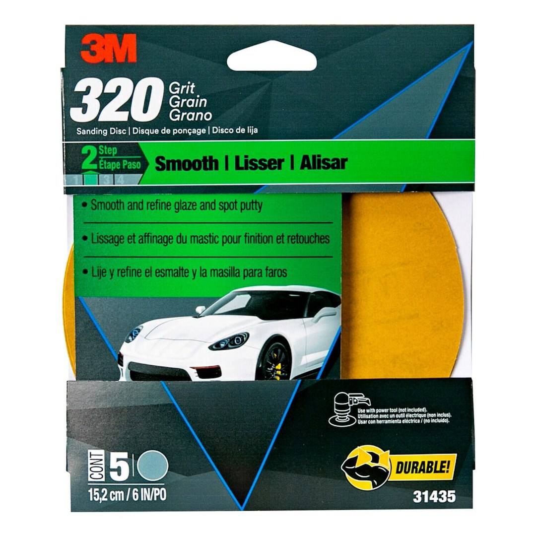 3M Sanding Disc, Stikit ™, Used for Fine Featheredging or Last Final Sanding Before Priming, Gold, Aluminum Oxide, 6 Inch Diameter – 31435
