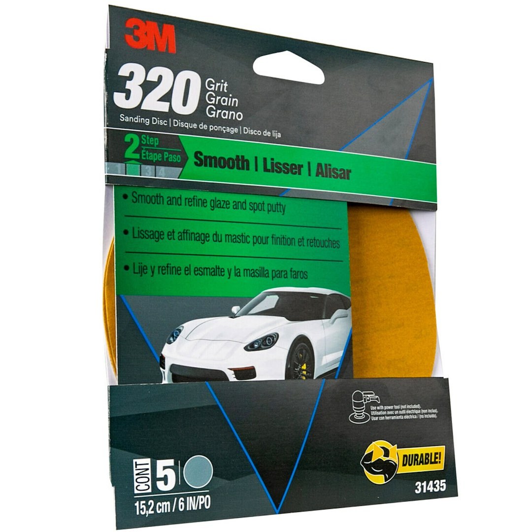 3M Sanding Disc, Stikit ™, Used for Fine Featheredging or Last Final Sanding Before Priming, Gold, Aluminum Oxide, 6 Inch Diameter – 31435