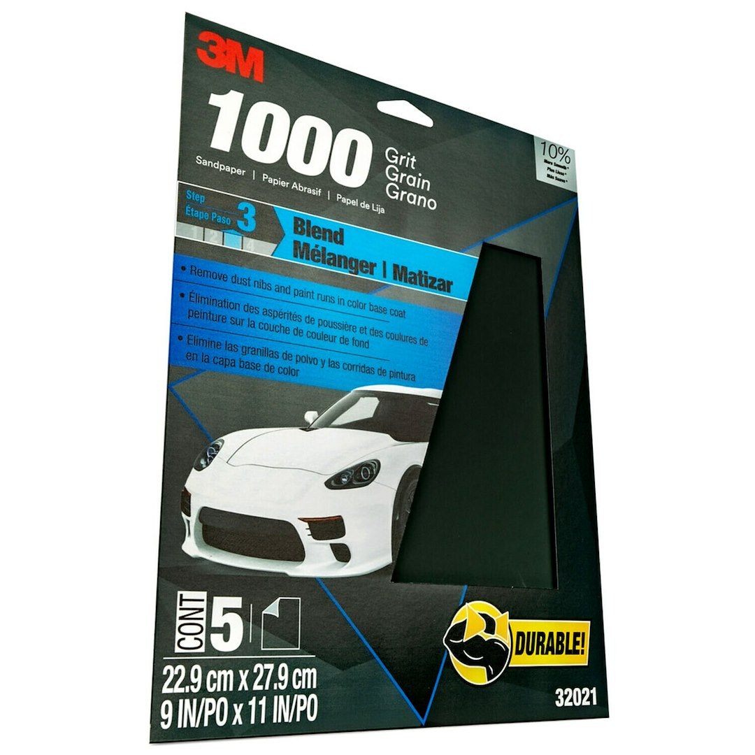 3M Sandpaper, Wetordry ™, Use to Level Orange Peel, A Weight Paper Backing, 1000 Grit, Black, Silicon Carbide, No Attachment – 32021