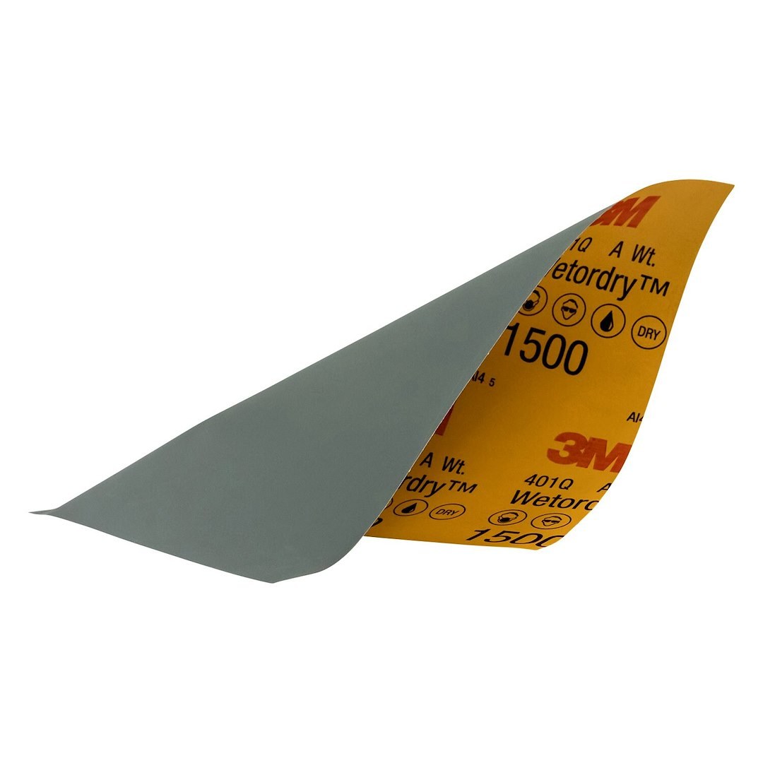 3M Sandpaper, Wetordry ™, Use to Level Minor Dust Nibs, A Weight Paper Backing, 1500 Grit, Black, Silicon Carbide, No Attachment – 32023