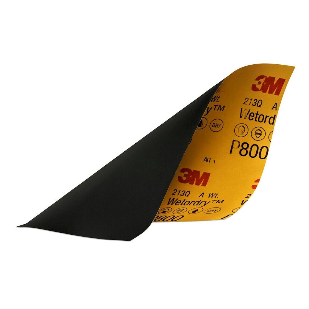 3M Sandpaper, Wetordry ™, Used for Wet Sanding/ Scuffing the Blend Area Prior to Painting, A Weight Paper Backing, P800 Grit, Black – 32035